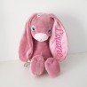 Peluche lapin rose XL personnalisable - Attaches And Perles