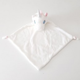 Doudou licorne blanche personnalisable - Attaches And Perles