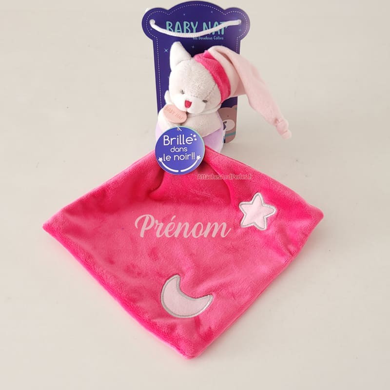 Doudou chat phosphorescent personnalisable - Attaches And Perles
