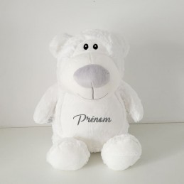 Peluche ours blanc personnalisable - Attaches And Perles