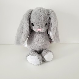 Peluche lapin gris personnalisable - Attaches And Perles