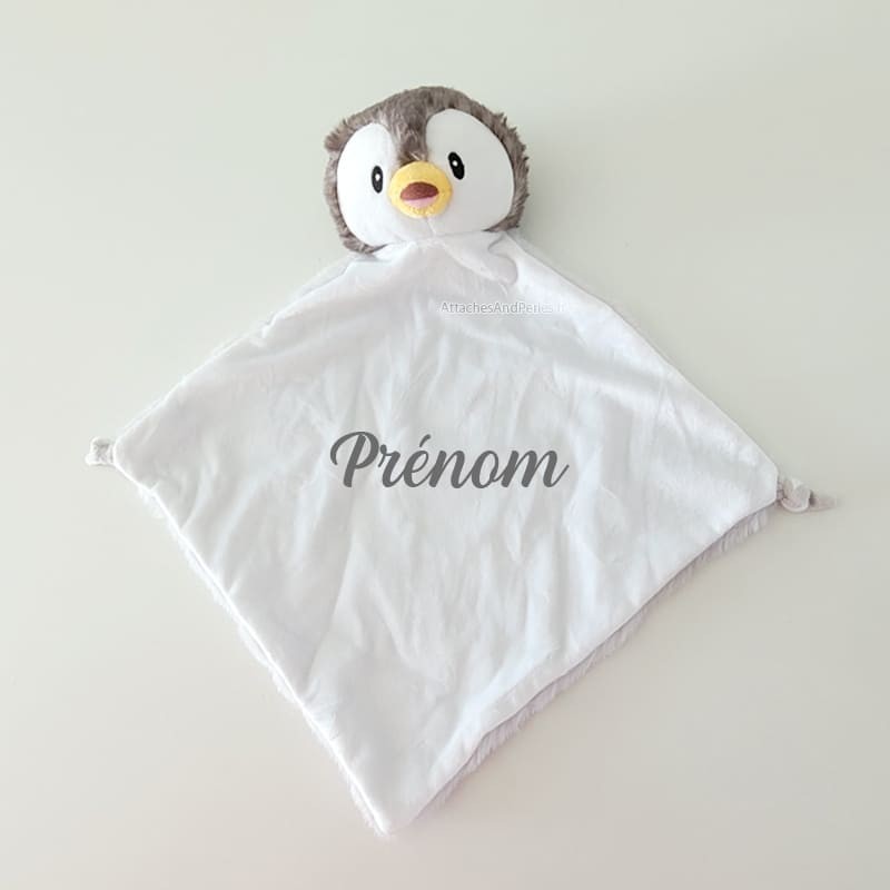 Doudou pingouin personnalisable - Attaches And Perles