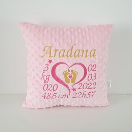 Coussin de naissance minky personnalisable - Attaches And Perles