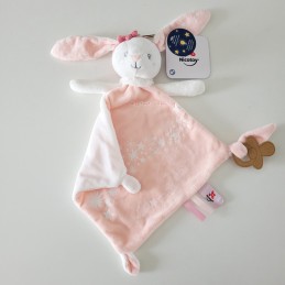 Doudou lapin rose personnalisable - Attaches And Perles
