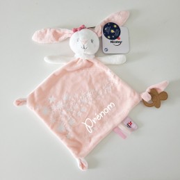 Doudou lapin rose personnalisable - Attaches And Perles