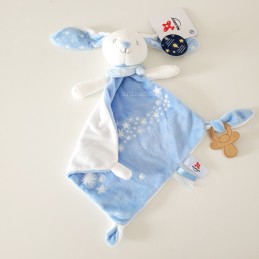 Doudou lapin bleu personnalisable - Attaches And Perles