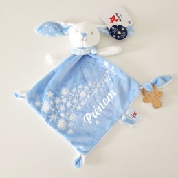 Doudou lapin bleu personnalisable - Attaches And Perles