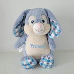 Peluche lapin bleu personnalisable - Attaches And Perles