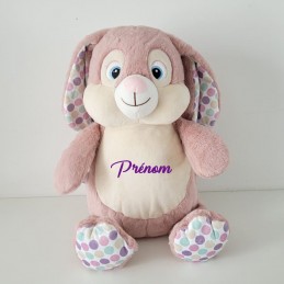 Peluche lapin rose personnalisable - Attaches And Perles